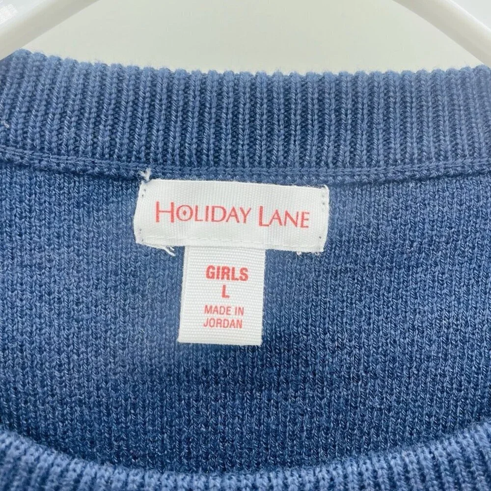 Holiday‎ Lane Big Girls Large Snowy Landscape Crewneck Sweater in Blue $40 115